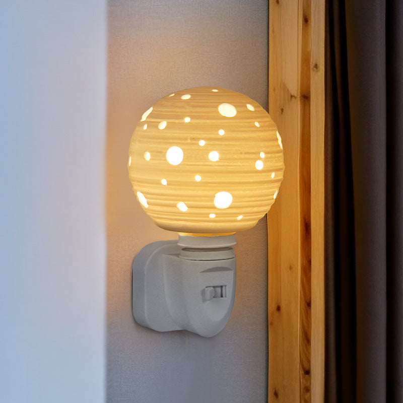 Bedroom ambience bedside lamp ceramic moon lamp creative gift multi-function plug-in models night light corridor aisle light