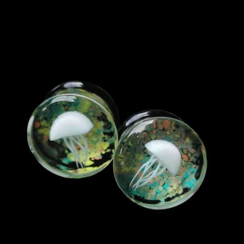 Offshore popular glass body piercing jewellery marine jellyfish earrings ear expansion ear contour jewellery
