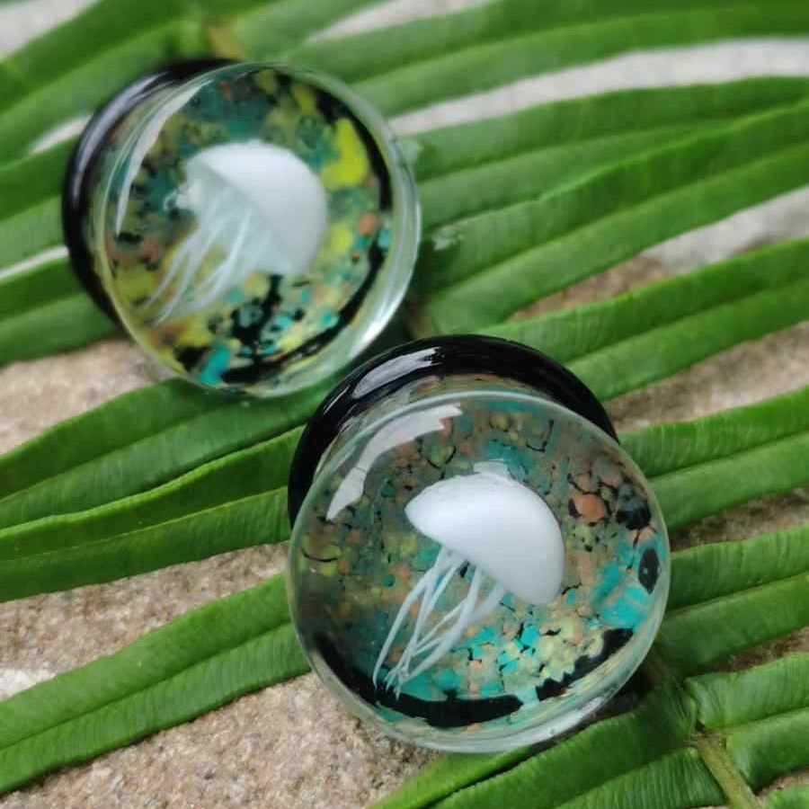 Offshore popular glass body piercing jewellery marine jellyfish earrings ear expansion ear contour jewellery