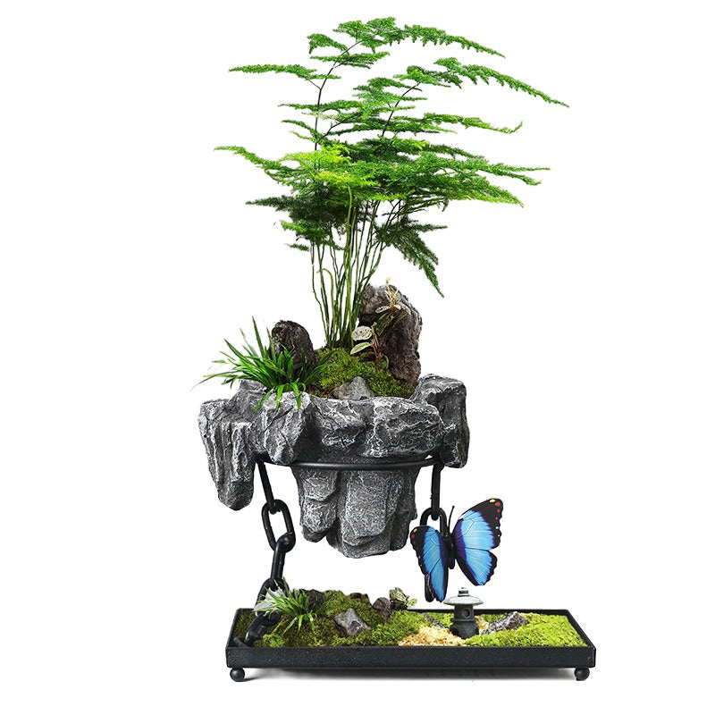 Cross-border iron hanging ornaments chain suspension home living room decorative bamboo succulent moss ball aquascape pots