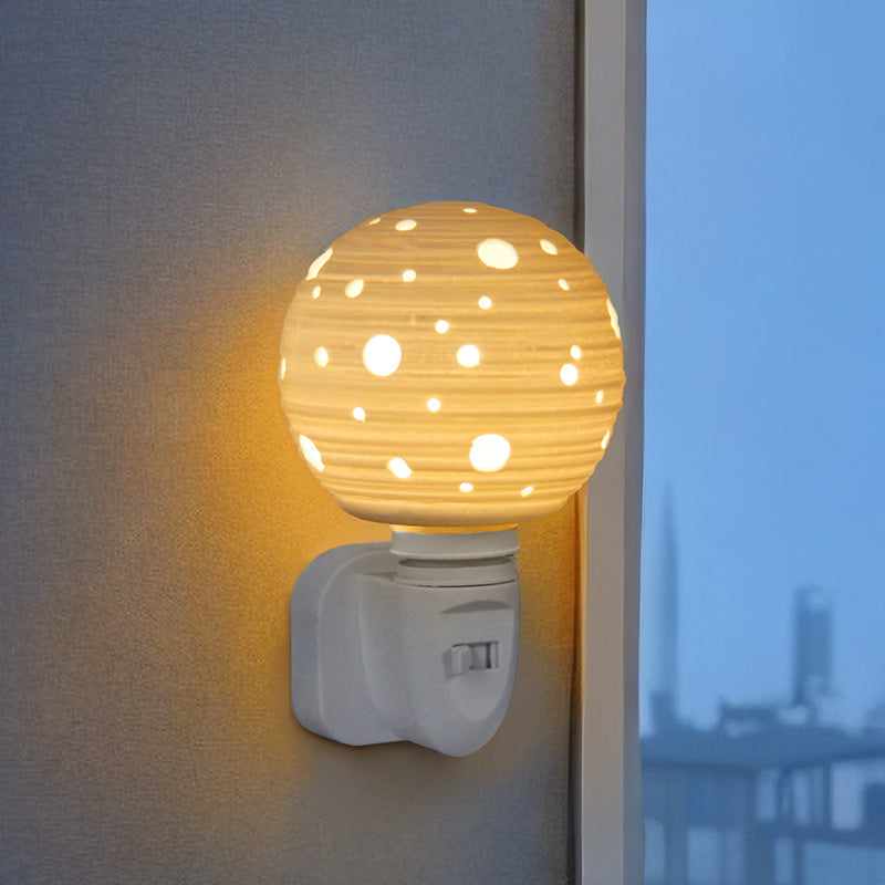 Bedroom ambience bedside lamp ceramic moon lamp creative gift multi-function plug-in models night light corridor aisle light