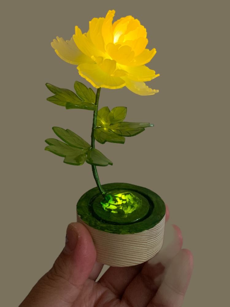 Trojan Mushroom Heat Shrink Peony Flower Paeonia Night Light Handmade Plant Ornament Couple Girlfriend Creative Birthday Gift