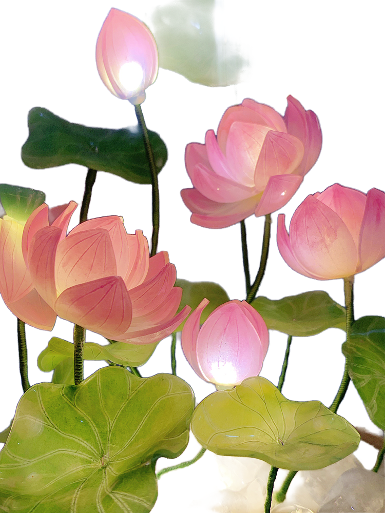 Heat shrink lotus night light handmade creative glass ornaments tulips lily of the valley couple Valentine's Day birthday gift