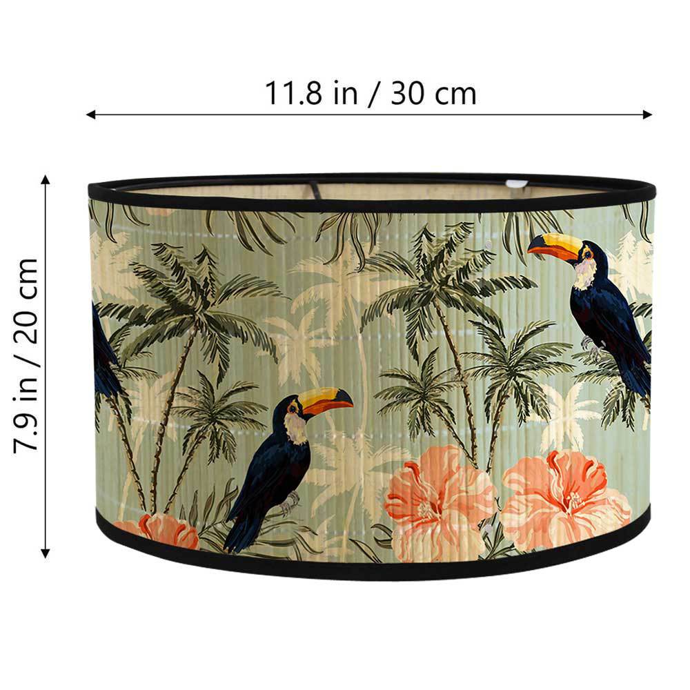 European greenery home decoration bamboo lampshade printing retro chandelier table lamp floor lamp drum E27 head lamps and lanterns
