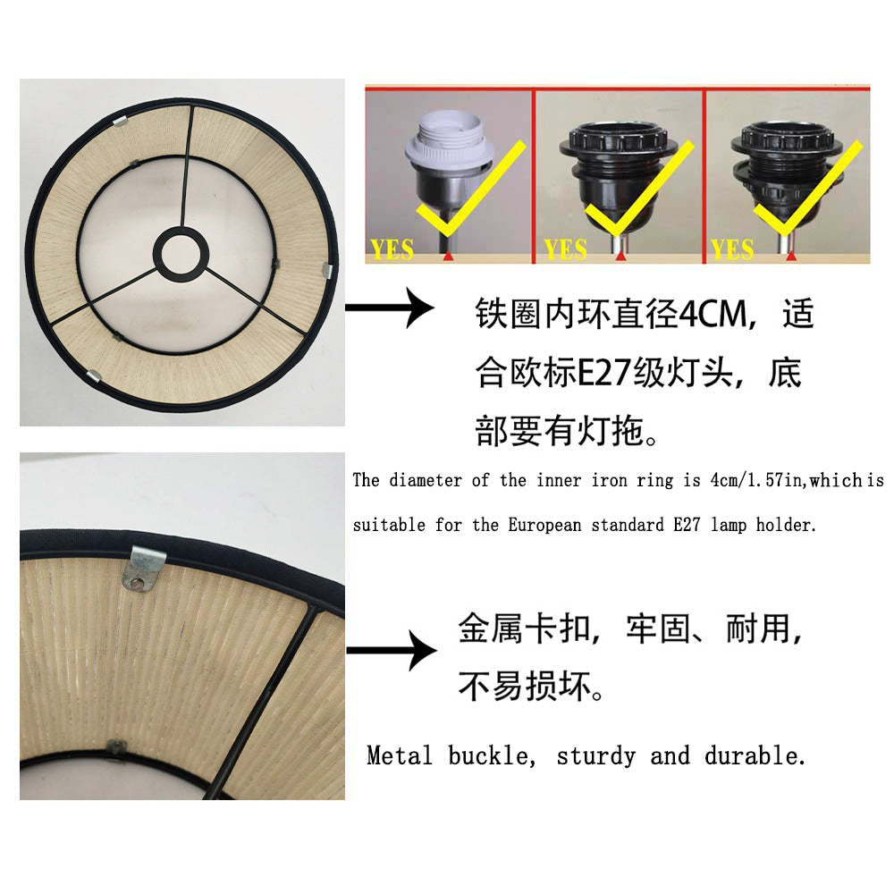 European marble print bamboo lampshade home living room decorative chandelier lampshade E27 screw table lamp shade