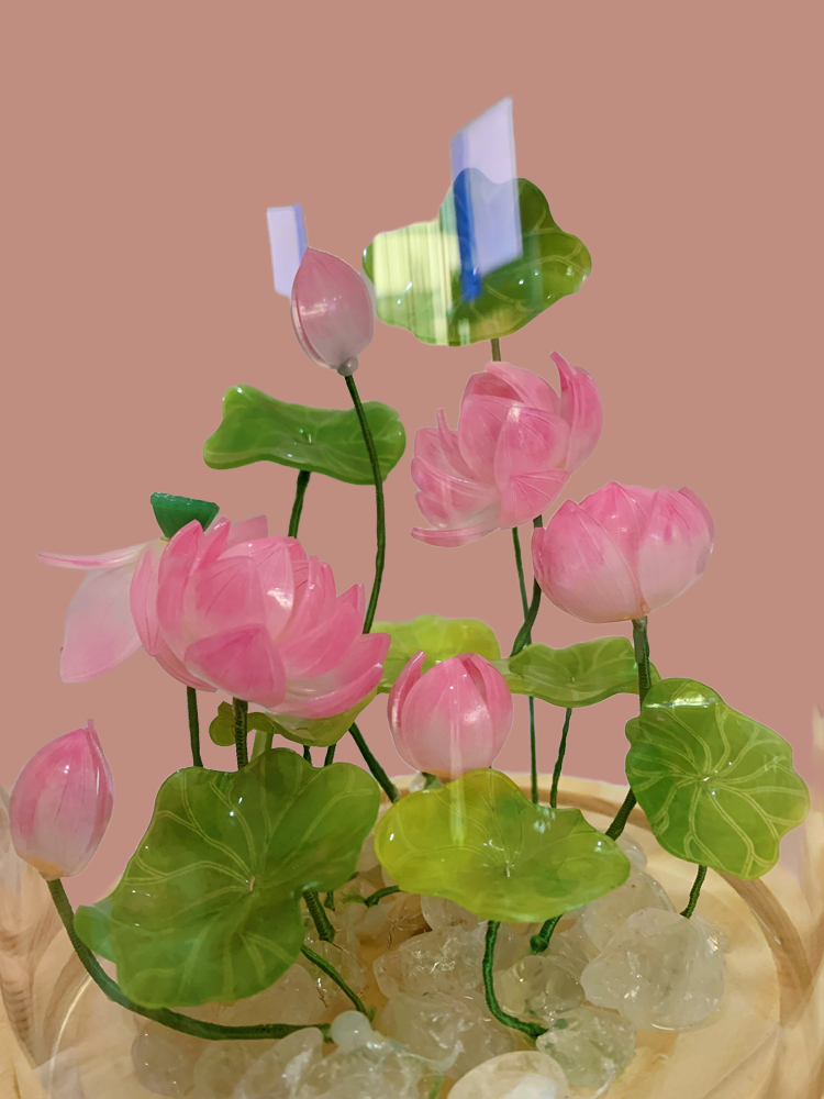 Heat shrink lotus night light handmade creative glass ornaments tulips lily of the valley couple Valentine's Day birthday gift