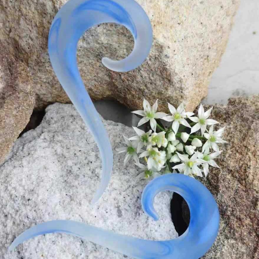 New Frosted Smoke Snail Hook Glass Ear Expansion Studs Pierced Ear Jewellery