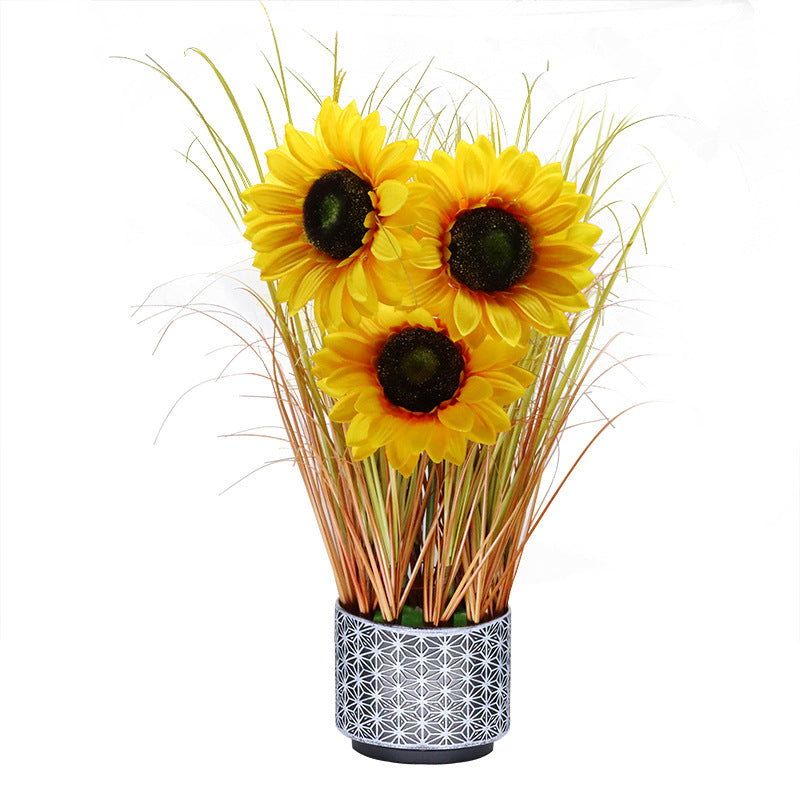 led simulation sunflower reed grass potted plant lights floor decoration table lamp ambient light home window landscape ornaments