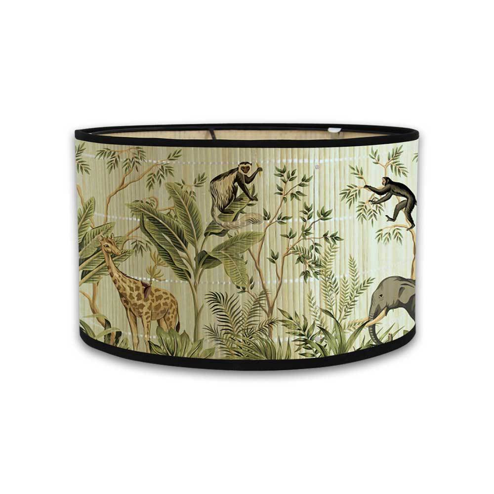 European greenery home decoration bamboo lampshade printing retro chandelier table lamp floor lamp drum E27 head lamps and lanterns