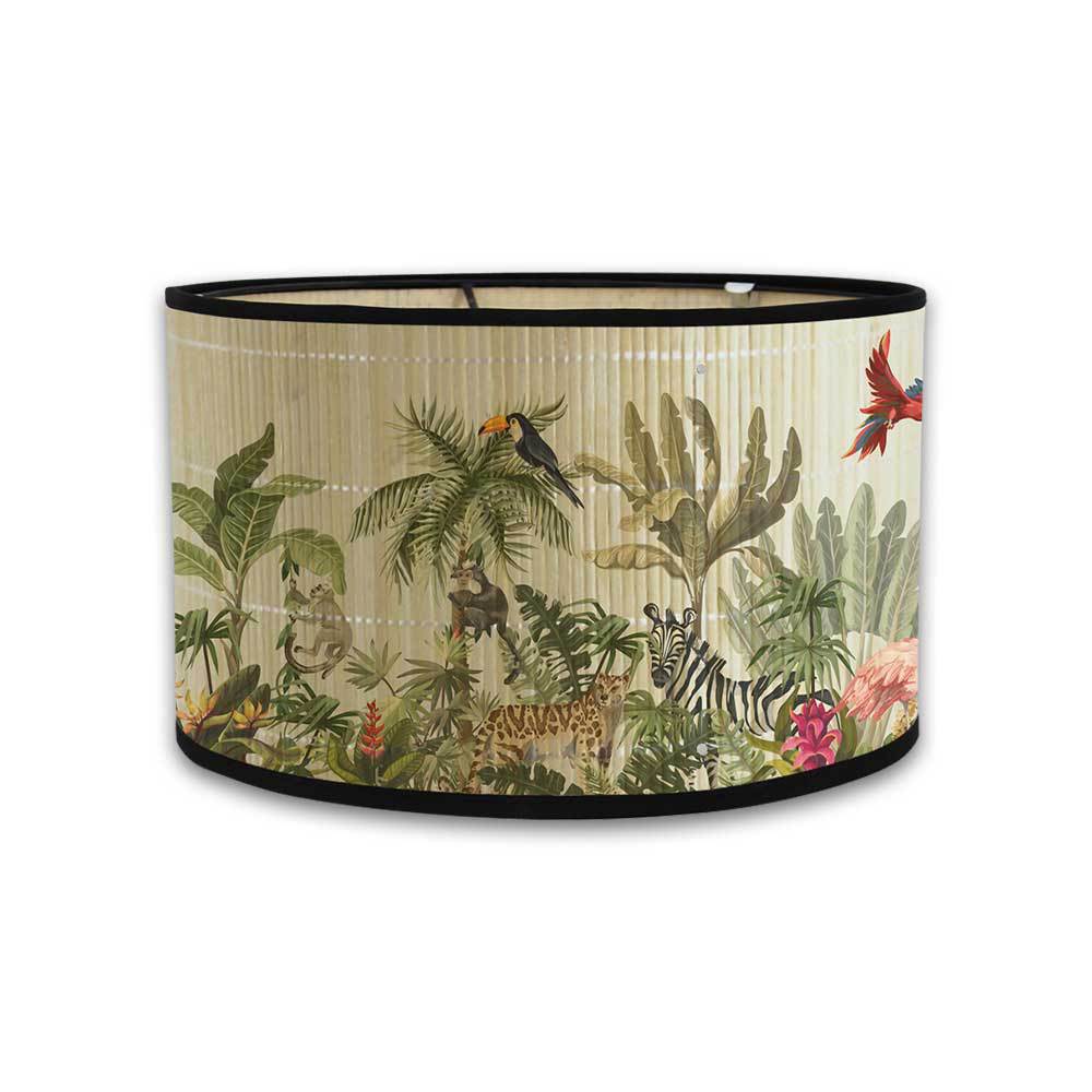 European greenery home decoration bamboo lampshade printing retro chandelier table lamp floor lamp drum E27 head lamps and lanterns