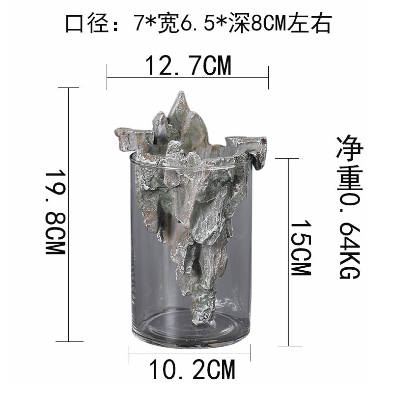 Transparent glass lazy flower pot automatic suction round hydroponic manchu flower pot creative succulent fortune tree flower pots