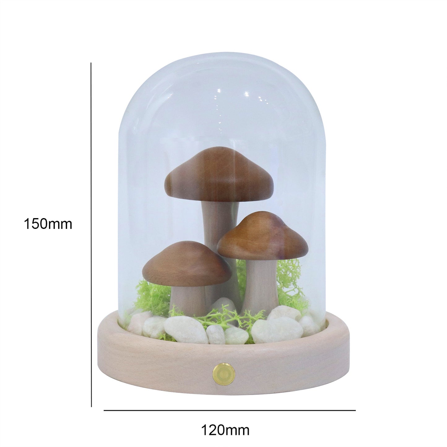 Bionic Wooden Mushroom Night Light with Glass Shade Indoor Bedside Cozy Decoration Birthday Gift Giveaway Ornament
