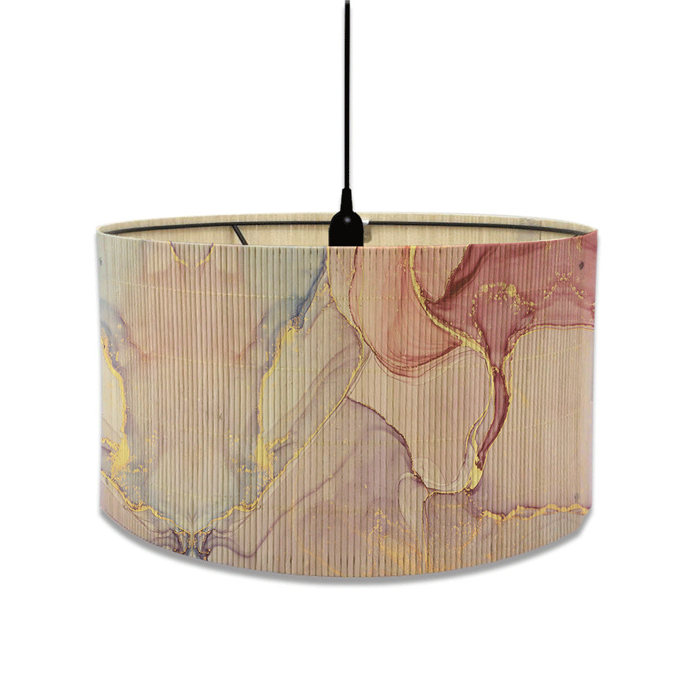 European marble print bamboo lampshade home living room decorative chandelier lampshade E27 screw table lamp shade