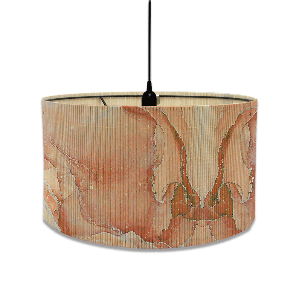 European marble print bamboo lampshade home living room decorative chandelier lampshade E27 screw table lamp shade