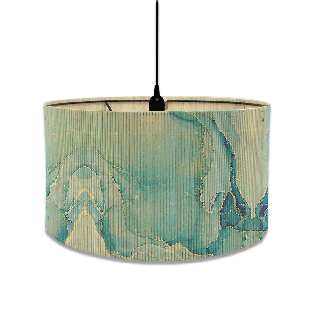 European marble print bamboo lampshade home living room decorative chandelier lampshade E27 screw table lamp shade