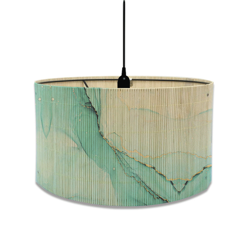 European marble print bamboo lampshade home living room decorative chandelier lampshade E27 screw table lamp shade