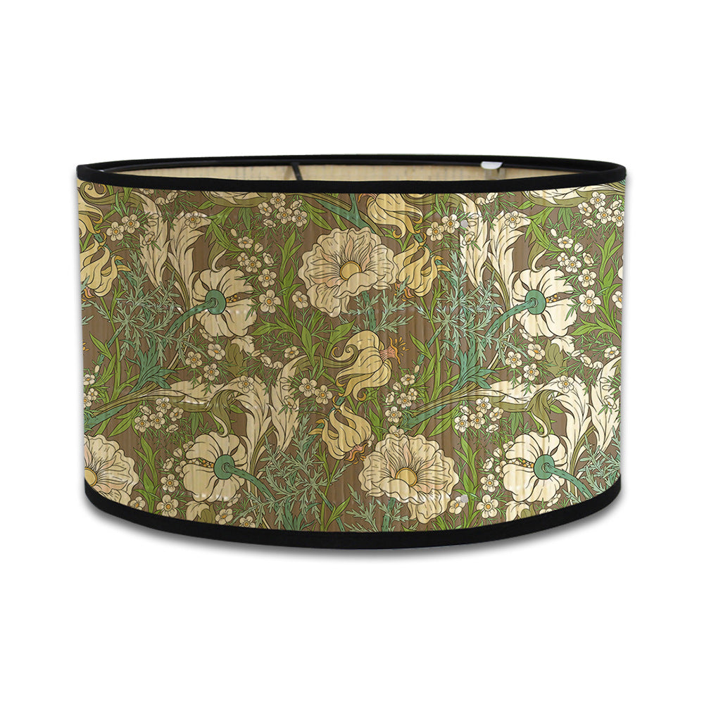 Greenery pattern printing lampshade living room bedroom dining room chandelier lampshade B&B folk room table lamp bamboo lamp shade