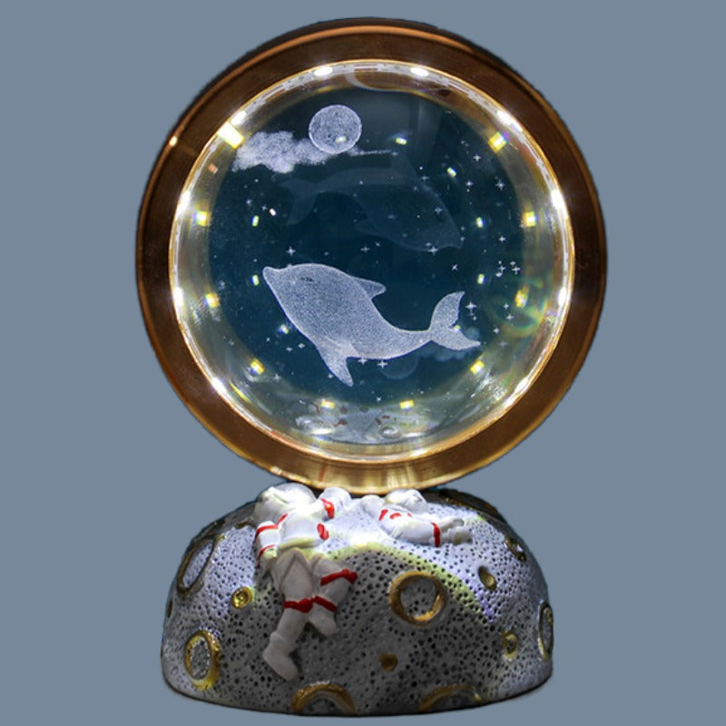 Wholesale star astronauts creative 3D inside carved crystal ball night light to send girls classmates birthday gift ambient light