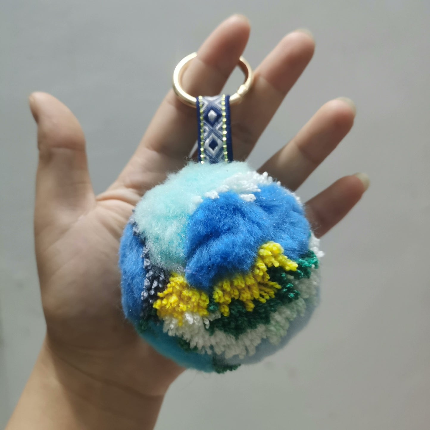 Finished wool balls in stock, key chain charm