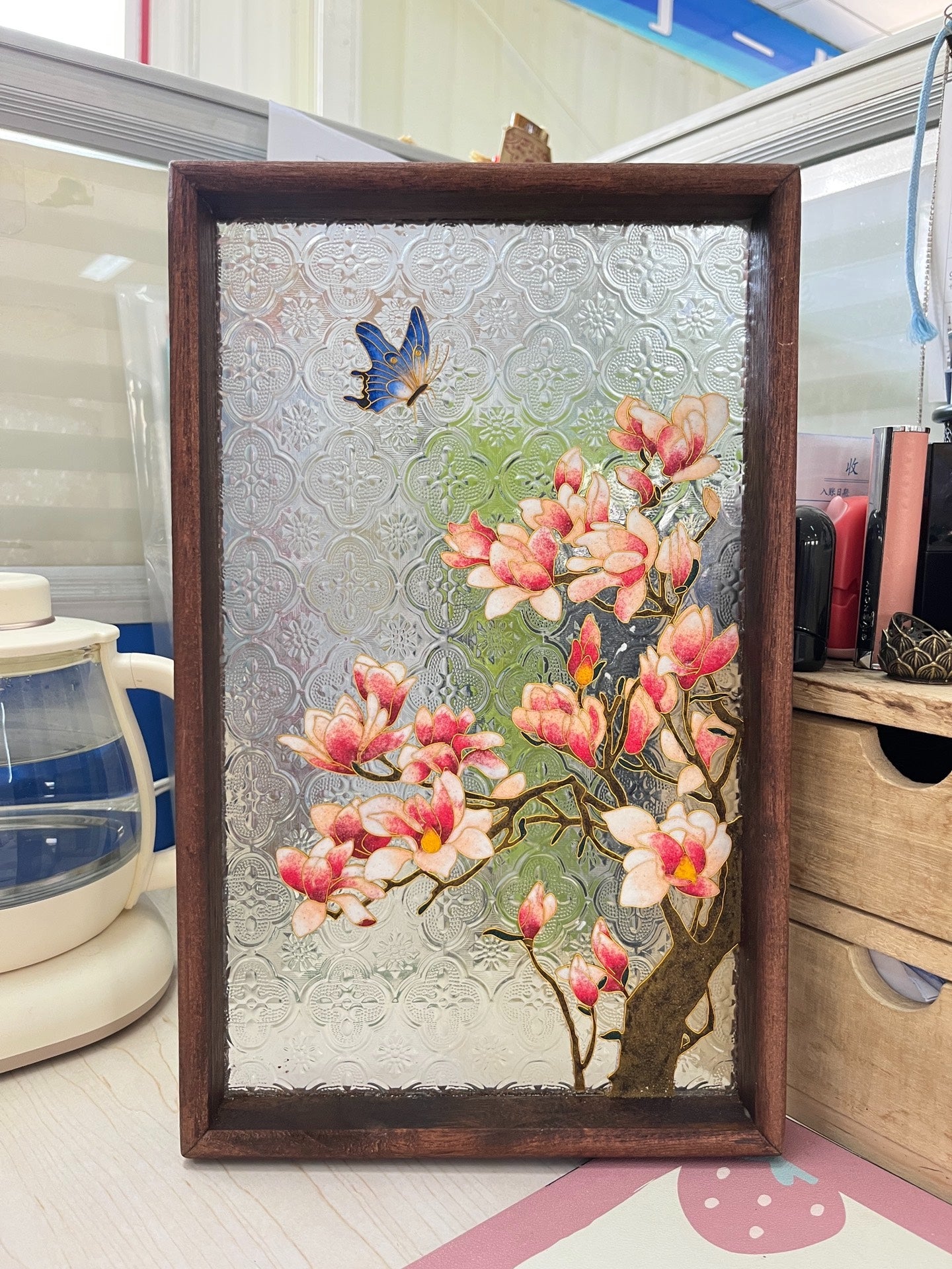 Out handmade silk enamel painting