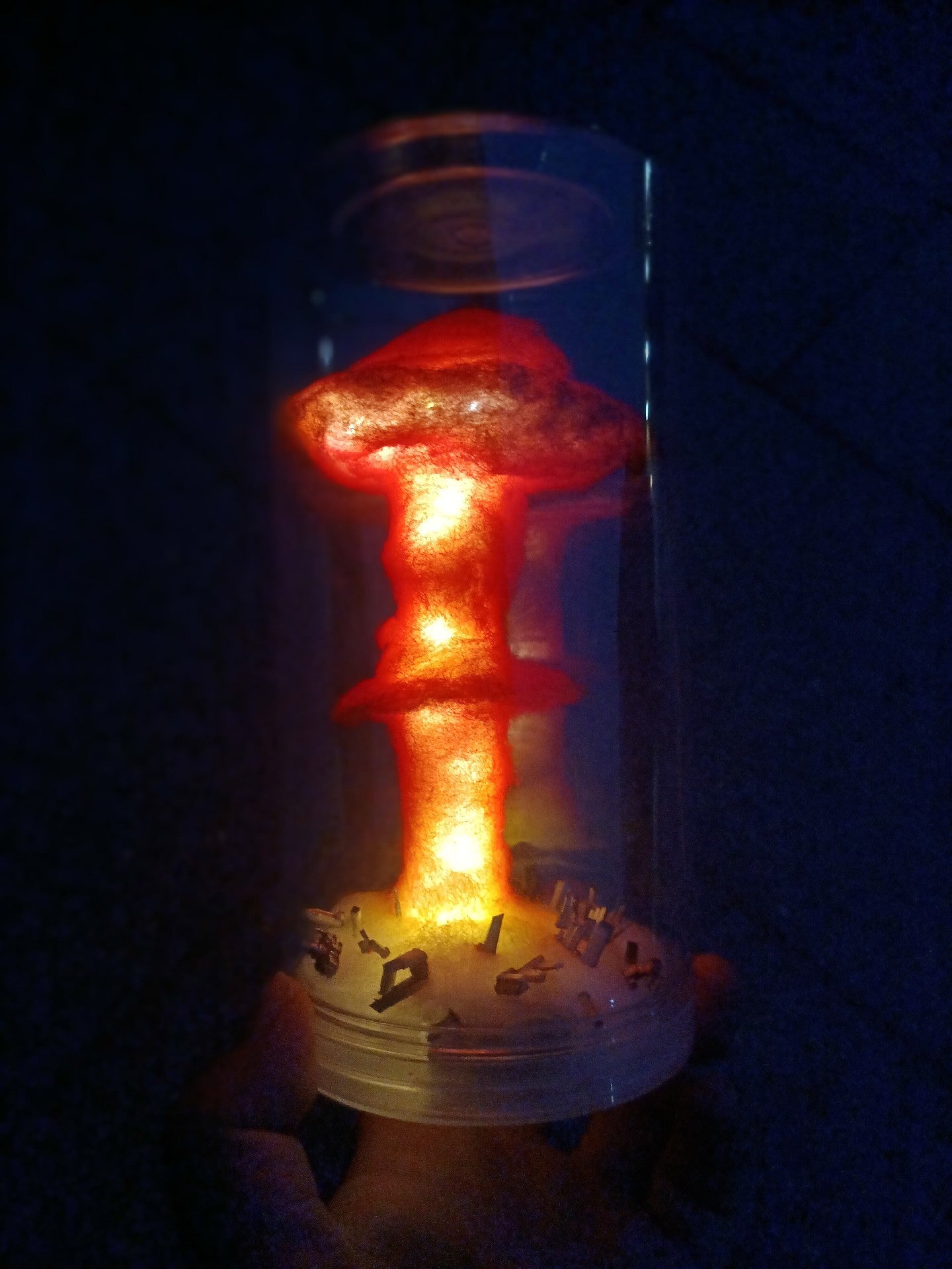 Mushroom cloud handmade model, handmade night light scene floor stand