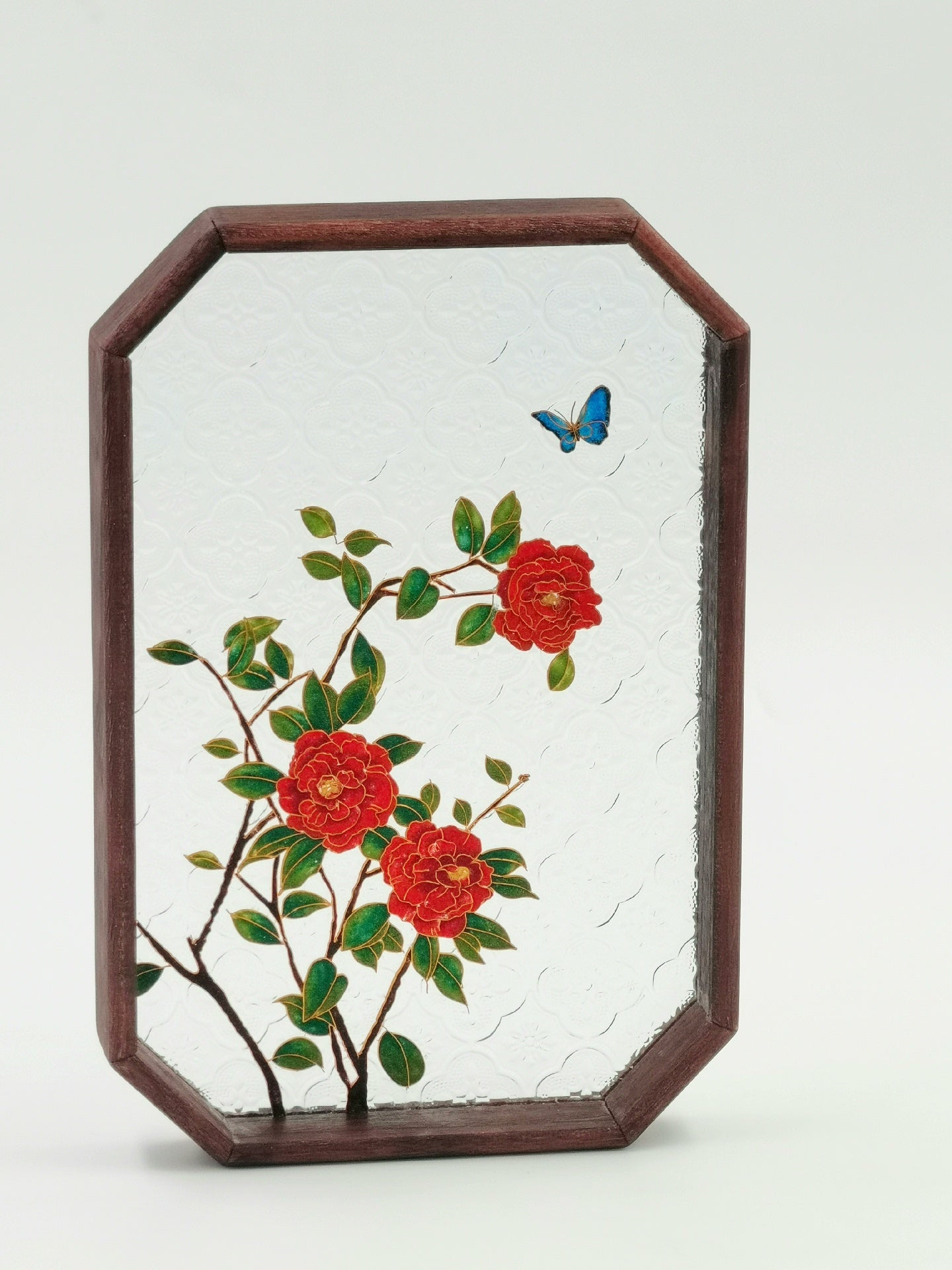 Colleague made silk enamel: camellia glass ornaments
