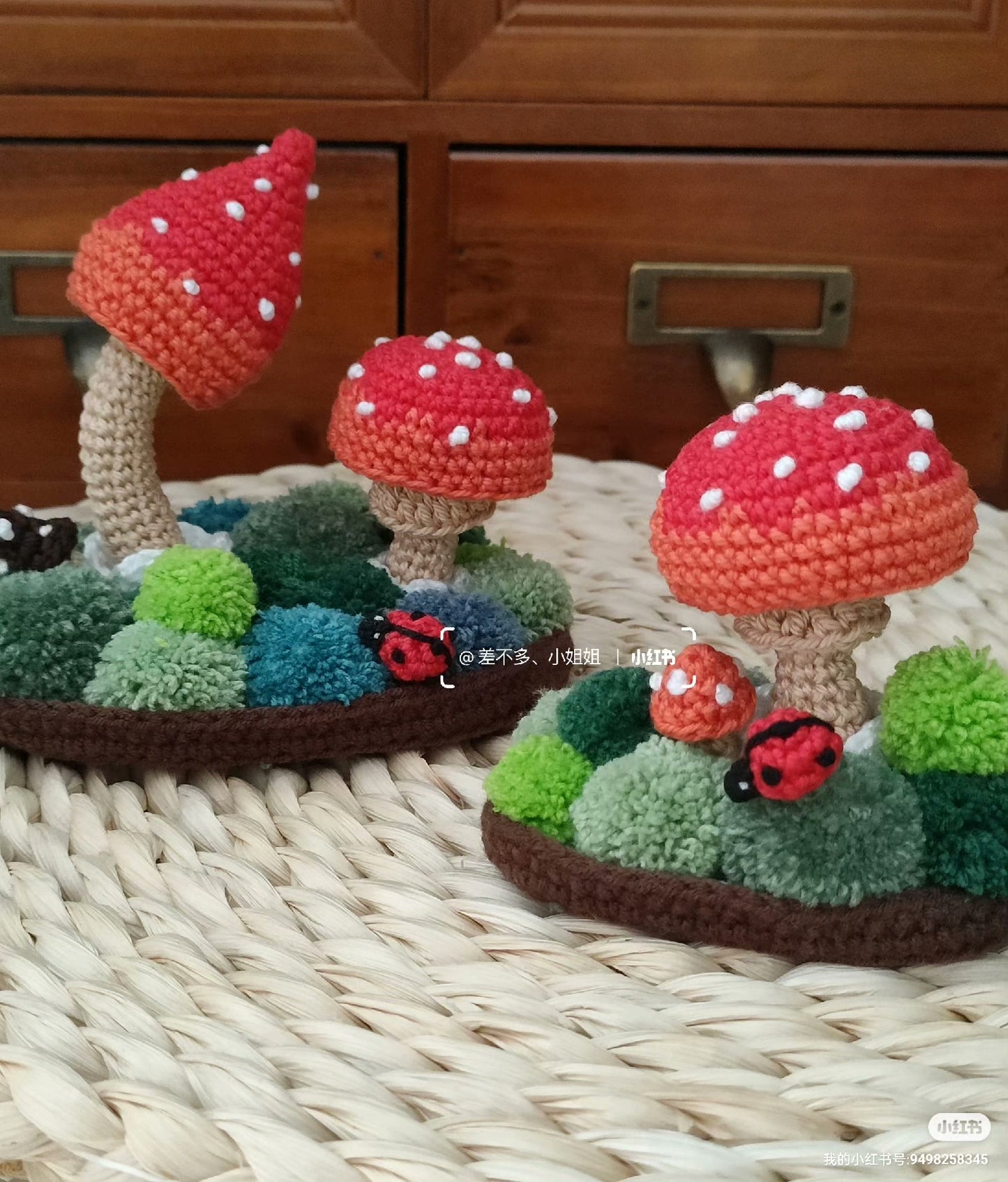Stock Moss Mushroom Crochet Ornament