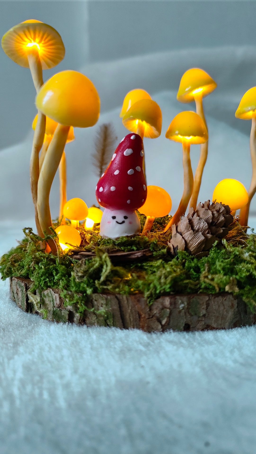 Handmade resin clay small mushroom night light