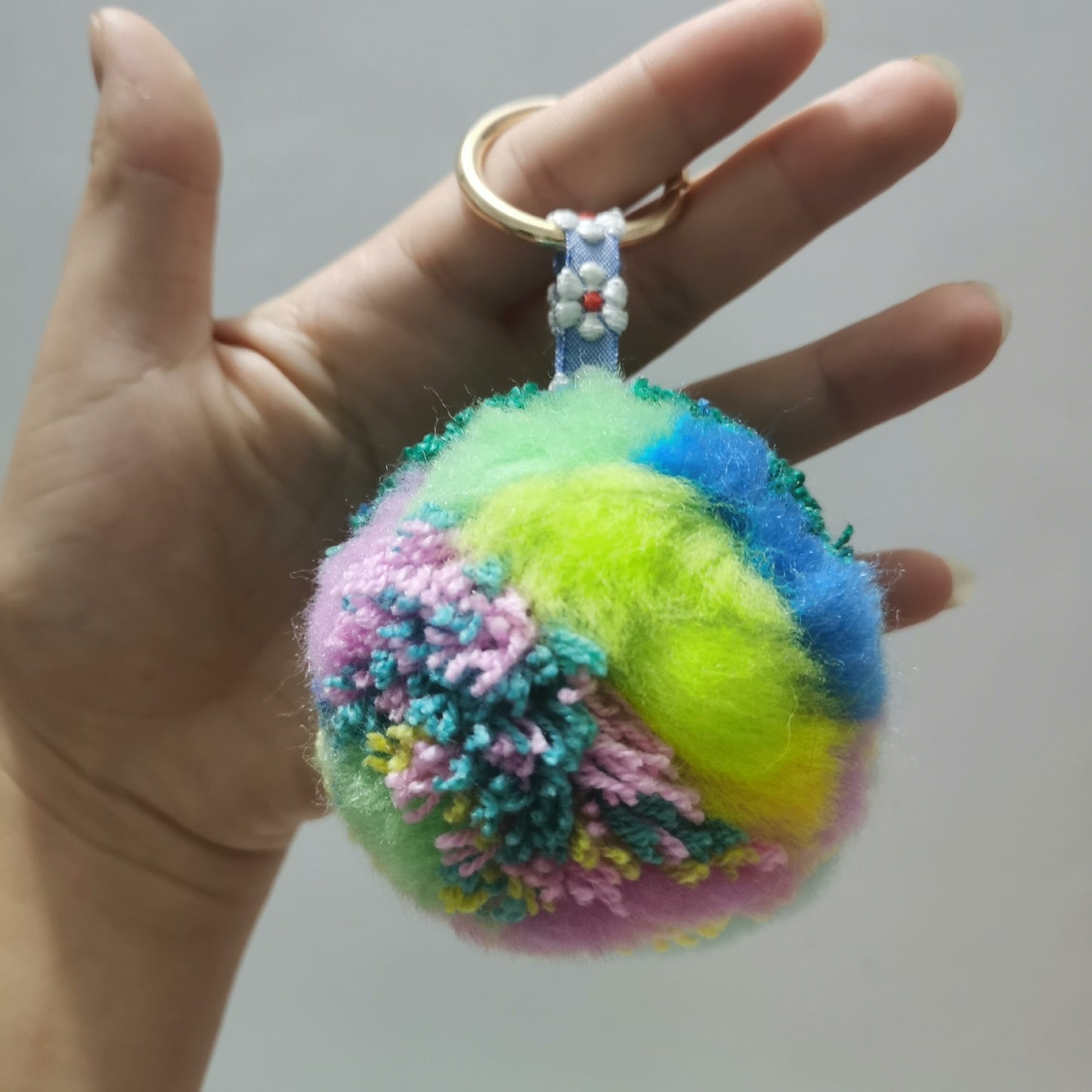 Finished wool balls in stock, key chain charm