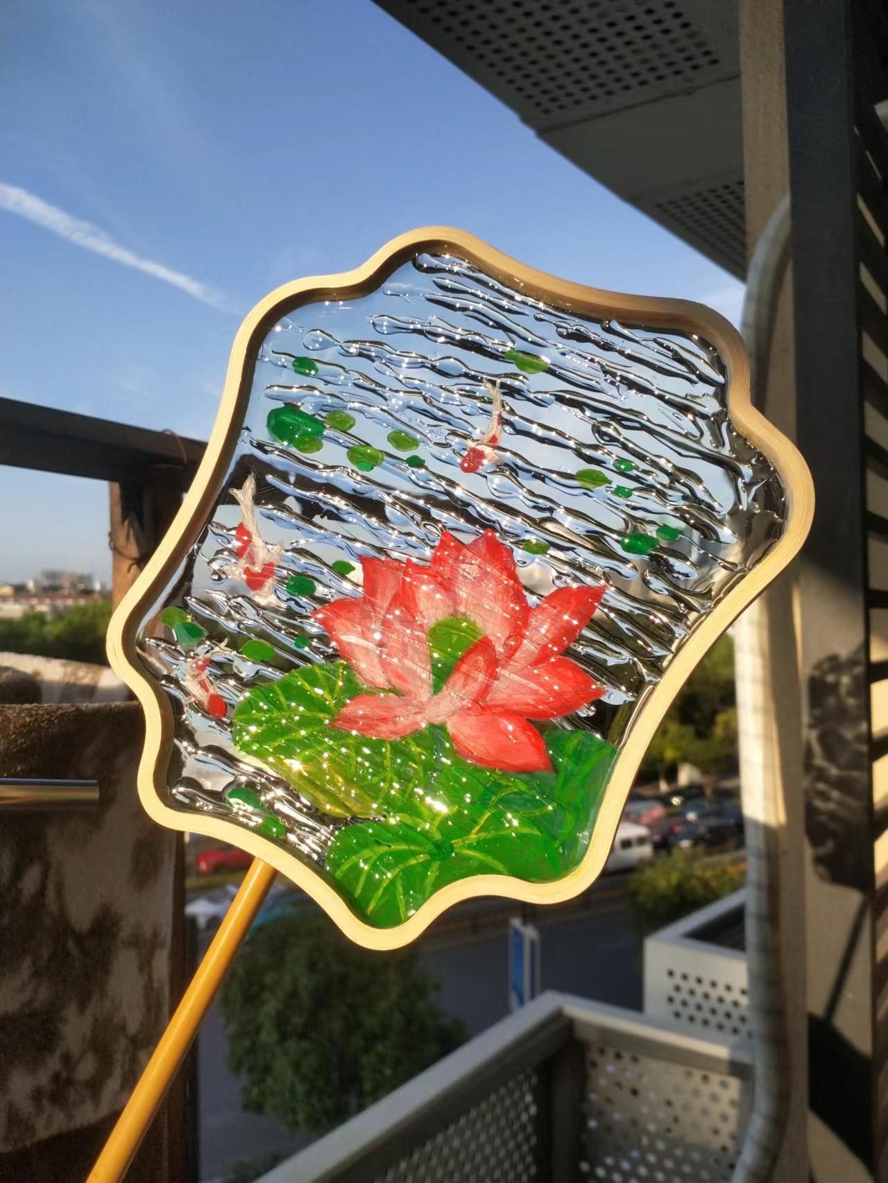 Lotus and Koi Water Fan