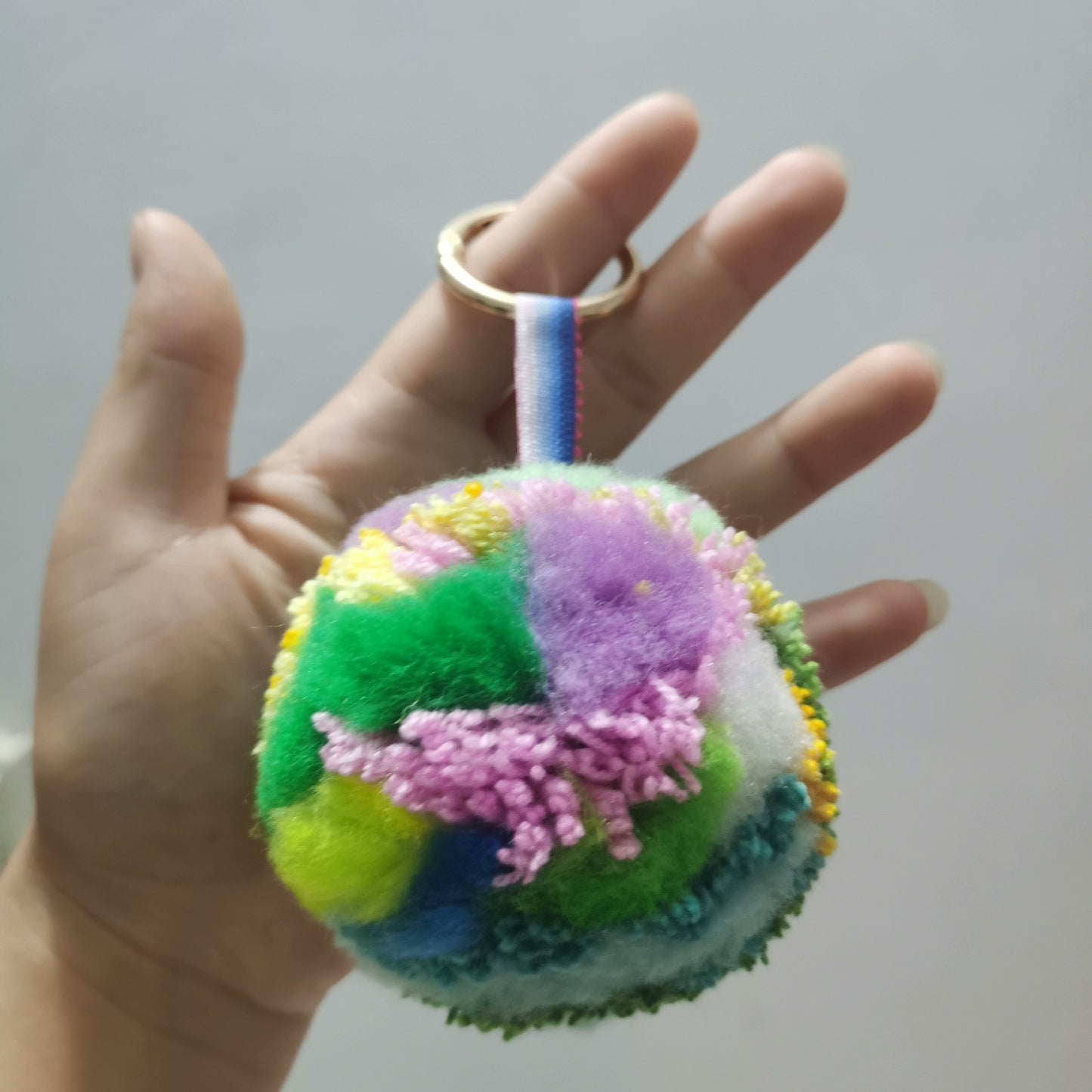 Finished wool balls in stock, key chain charm