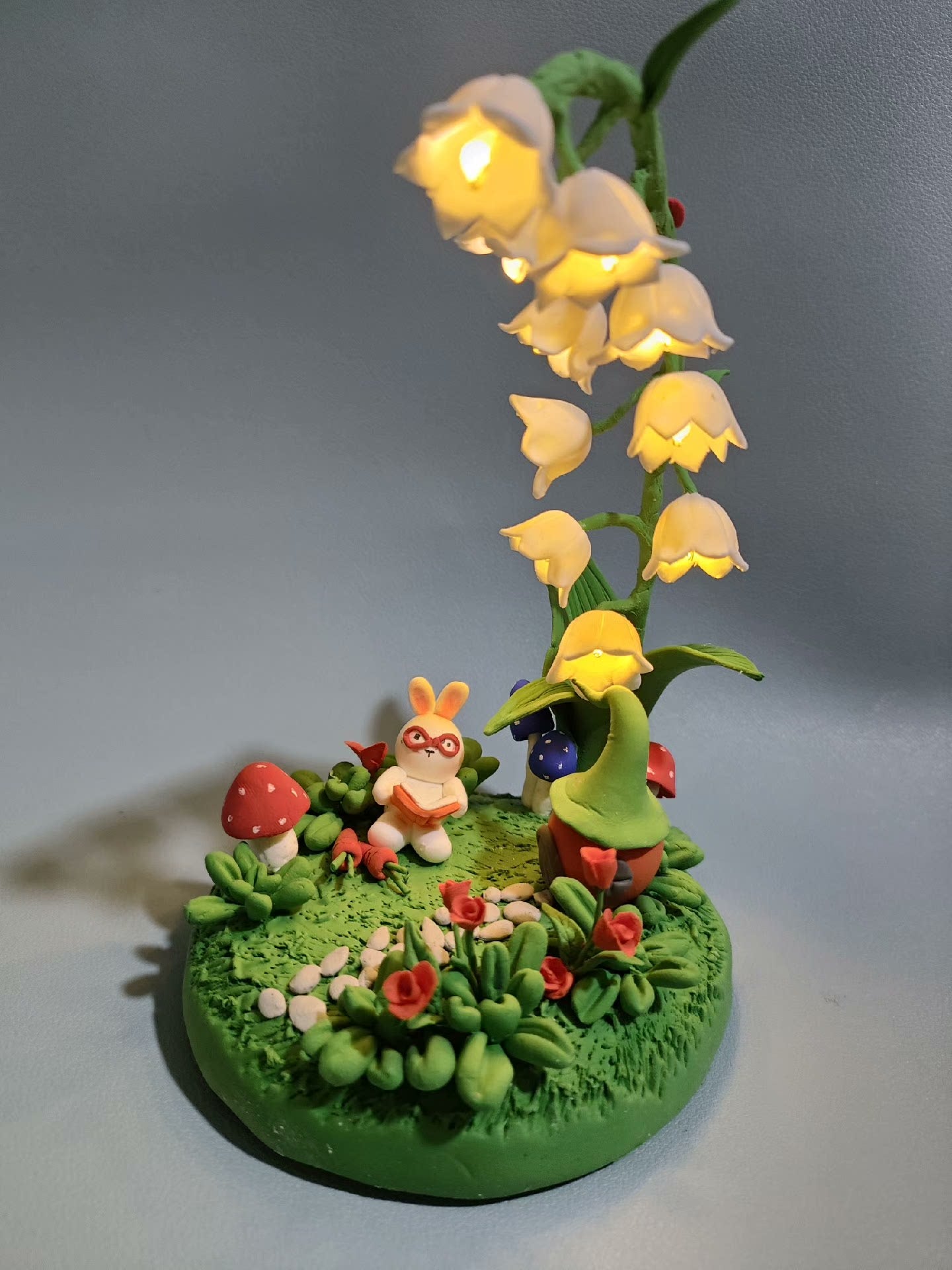 Suzuran Night Light Ornament ~ ultralight clay handmade!