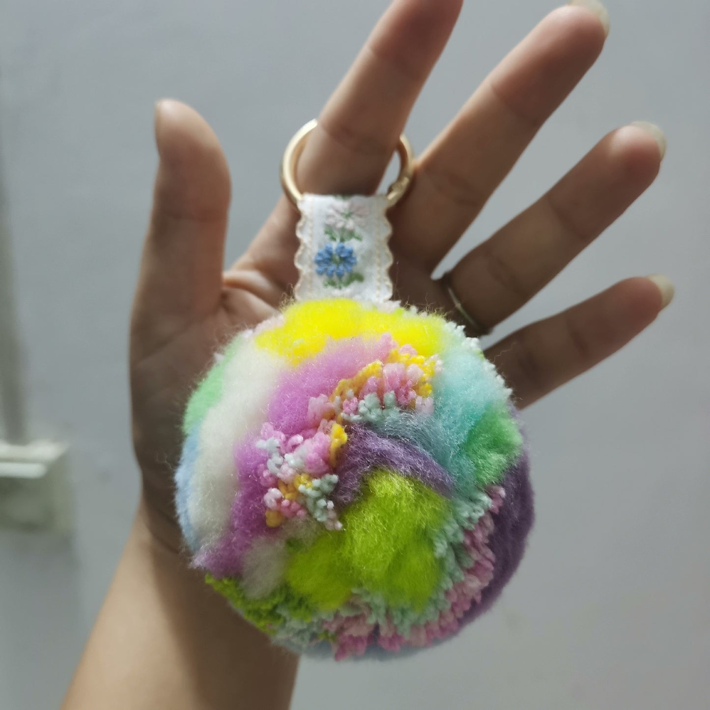 Finished wool balls in stock, key chain charm
