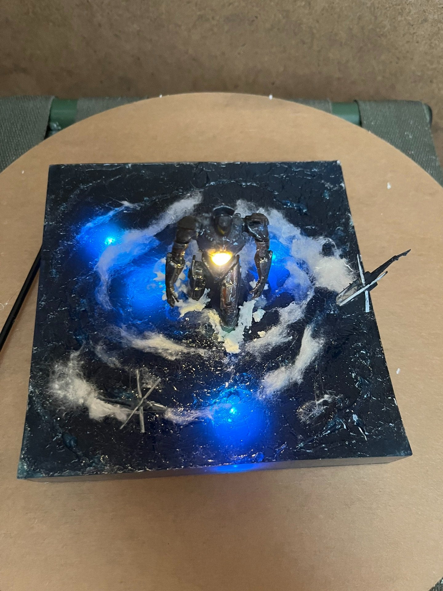 Super Cool Mecha Pacific Rim Danger Rangers Scene Handmade with Lights Ornament Decoration