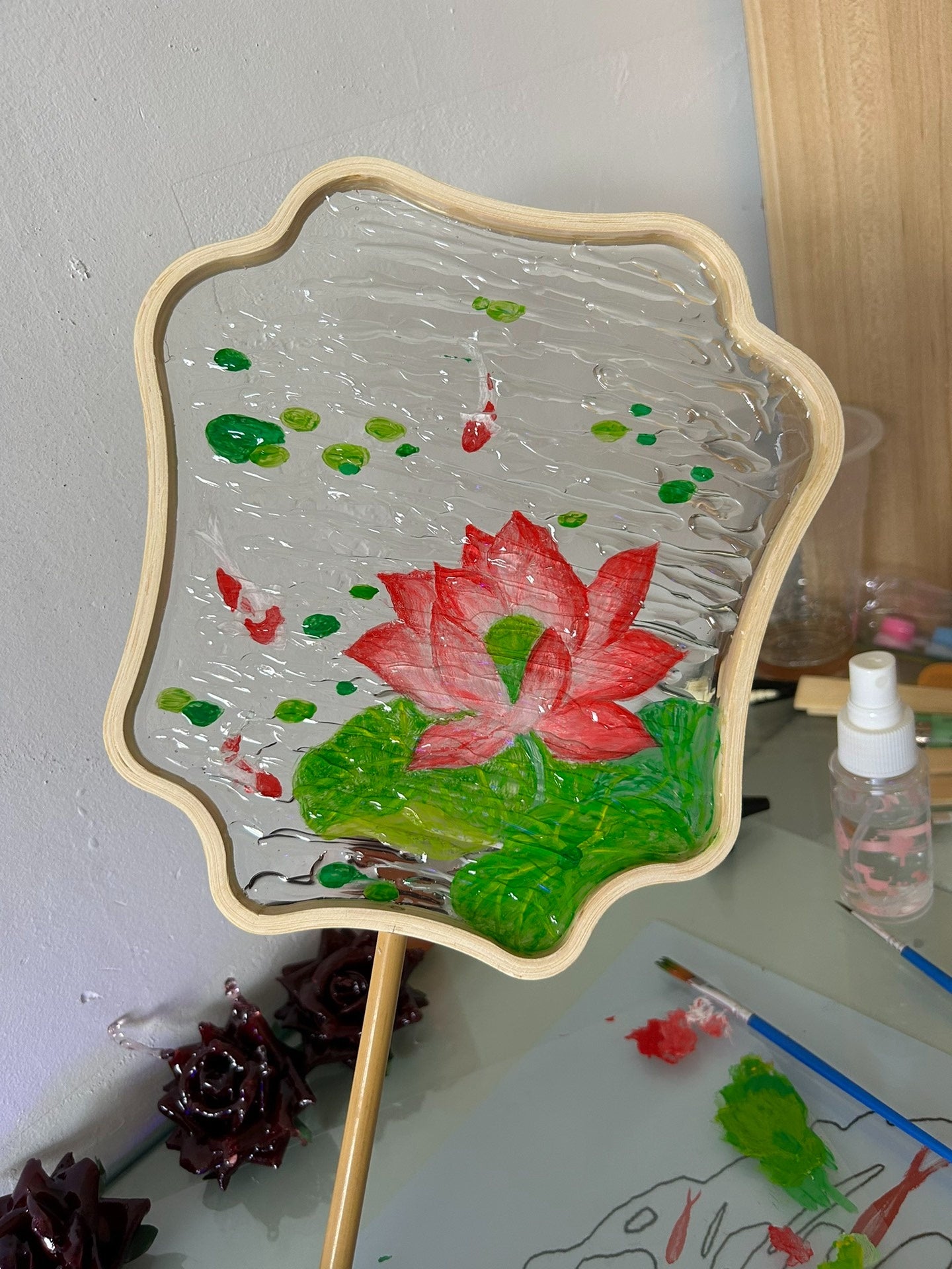 Lotus and Koi Water Fan