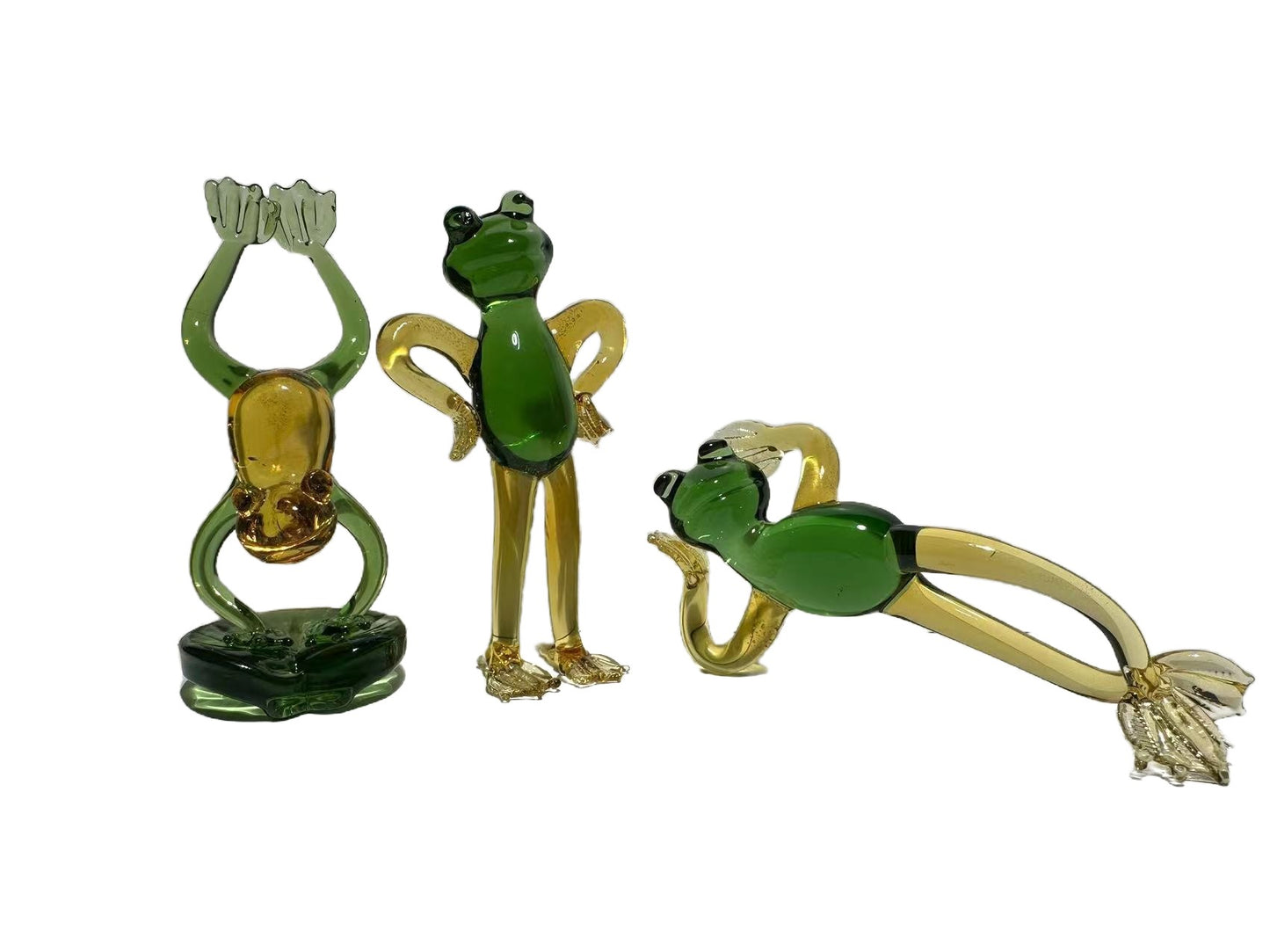 Liuli handmade cartoon yoga frog desktop creative pose ornaments sample room decoration Children's Day birthday gift