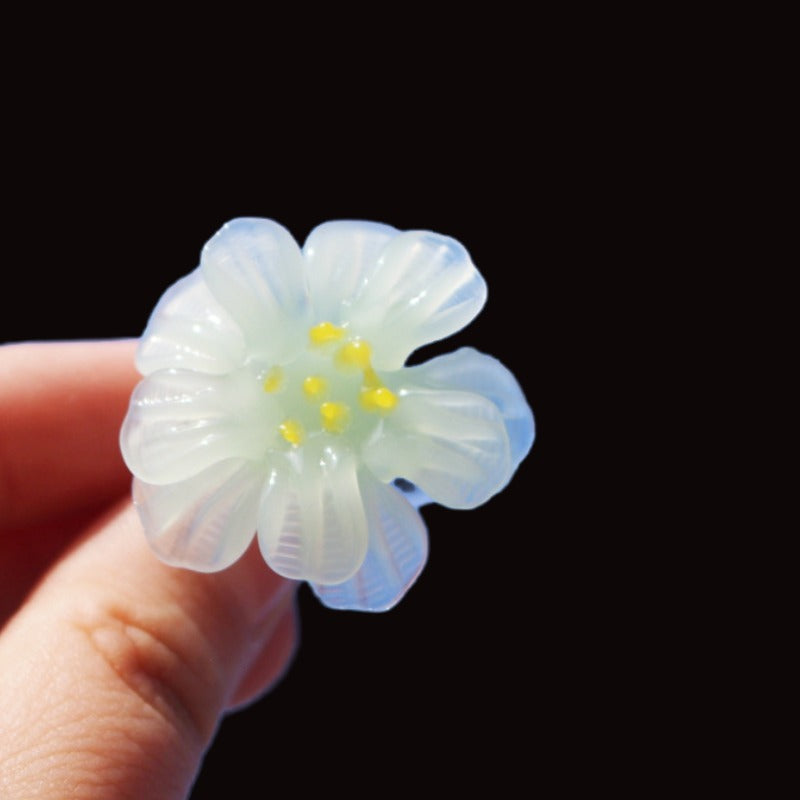 Lucite flower ring jewellery fairy niche premium sense of girlfriends gift photo atmosphere ancient costume with Zibo Lucite