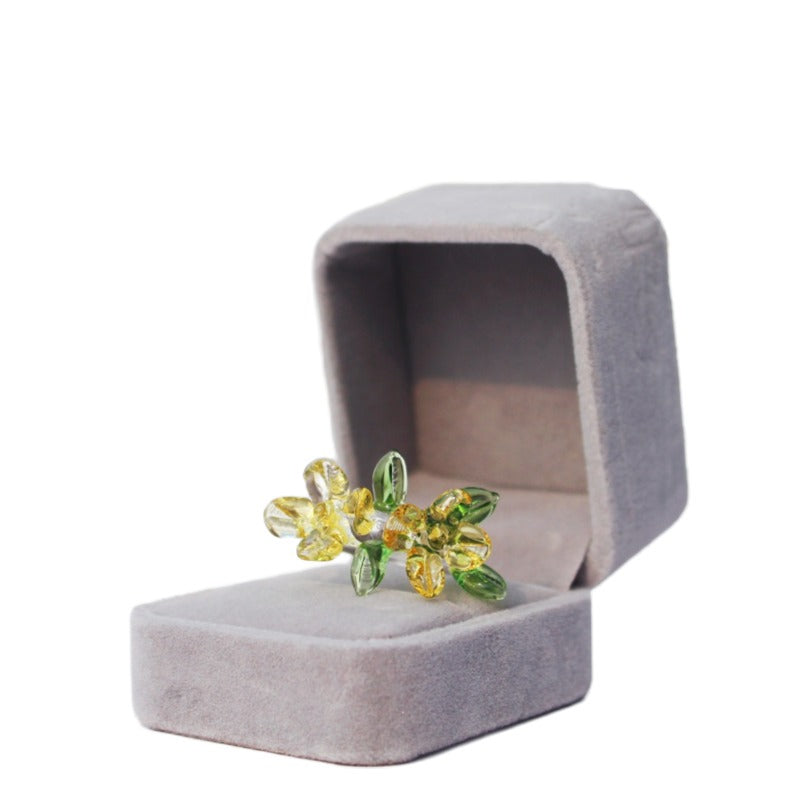 Lucite flower ring jewellery fairy niche premium sense of girlfriends gift photo atmosphere ancient costume with Zibo Lucite
