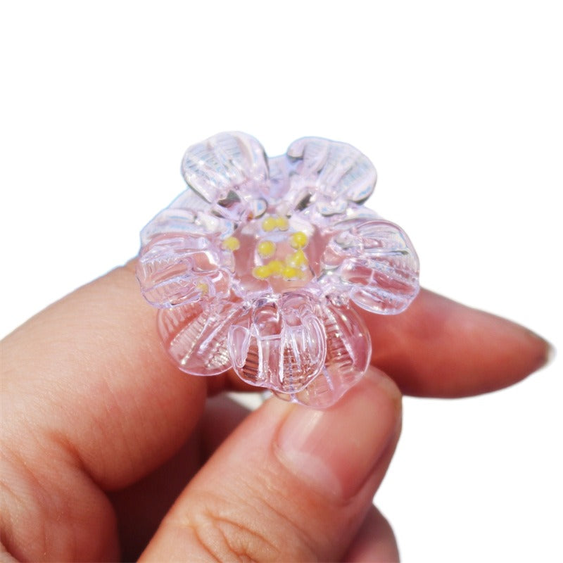 Lucite flower ring jewellery fairy niche premium sense of girlfriends gift photo atmosphere ancient costume with Zibo Lucite