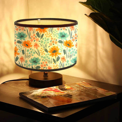 Home decorative floral chandelier lampshade desktop table lamp printing lamps modern simple bedroom bedside lamp bamboo lampshade