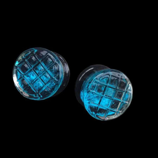 Blue foil starlight diamond face glass ear expansion piercing jewellery earrings earrings jewellery