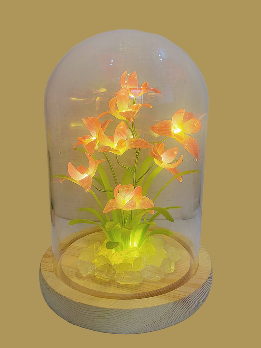 Heat shrink orchid night light lily daffodil handmade creative glass ornaments girlfriends couple Valentine's Day birthday gift