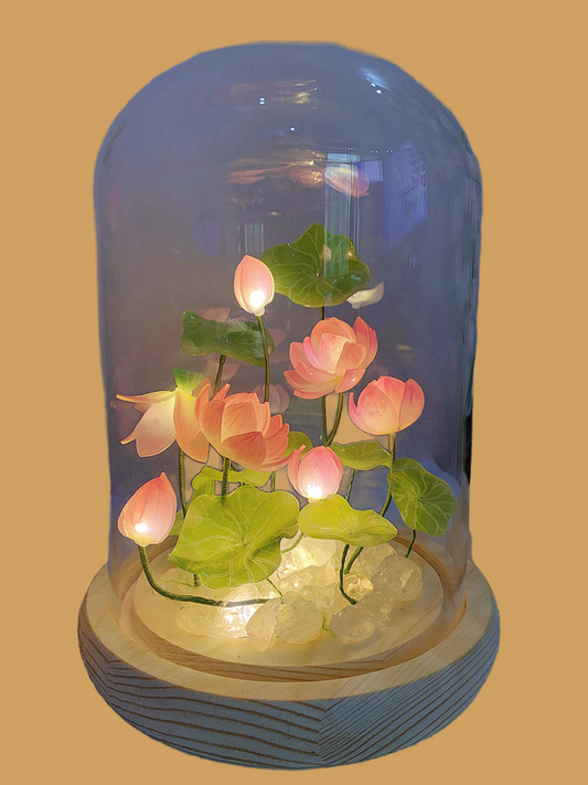 Heat shrink lotus night light handmade creative glass ornaments tulips lily of the valley couple Valentine's Day birthday gift