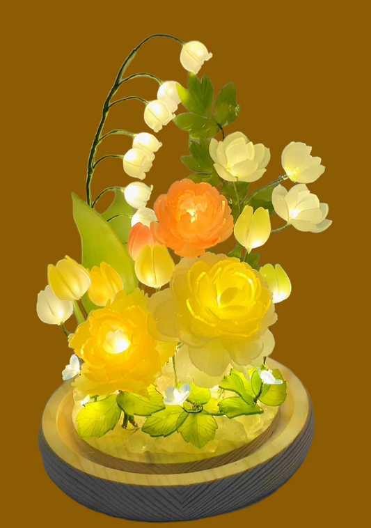 Trojan Mushroom Handmade Peony Flower Paeonia Night Lamp diy handmade material kit Suzuran Tulip Brahmi