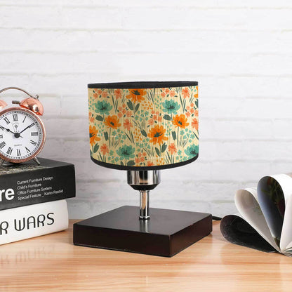 Home decorative floral chandelier lampshade desktop table lamp printing lamps modern simple bedroom bedside lamp bamboo lampshade