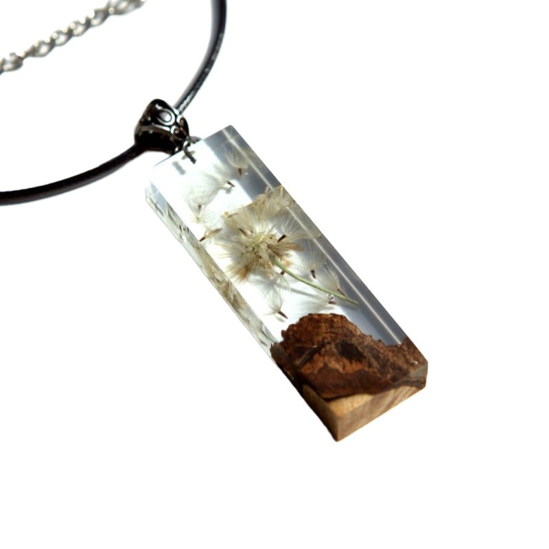 Dandelion resin pendant necklace personalized handmade couple men and women birthday gift