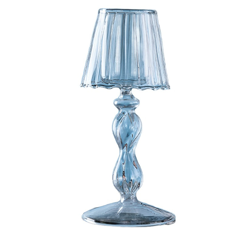 Lampe de table en verre transparent modèle chandelier haut chandelier rayé mariage ornements créatifs maison