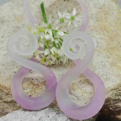 Frosted Purple Snail Disc Flower Glass Ear Expansion Stud Pierced Ear Jewellery