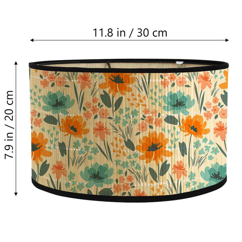 Home decorative floral chandelier lampshade desktop table lamp printing lamps modern simple bedroom bedside lamp bamboo lampshade