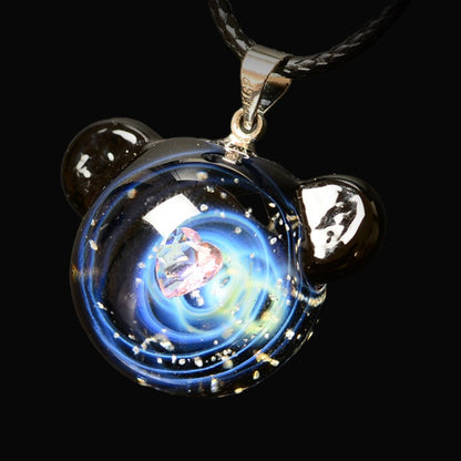 Cosmic Starlight Bear Glass Pendant